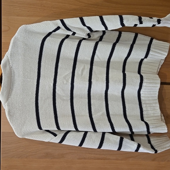 Jenni Kayne Chloe Navy and Cream Striped Cardigan, Coastal California Chic, VGUC - Picture 5 of 9